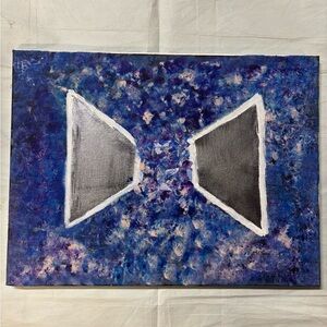 BTS Inspired Abstract Blue and Gray Canvas Art